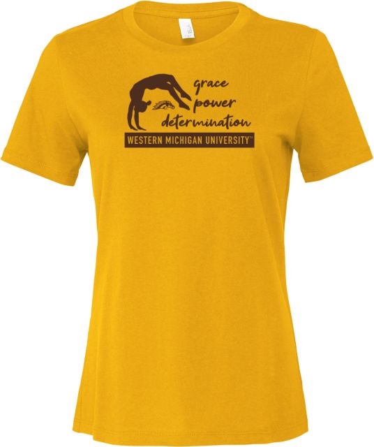 Western Michigan Bella + Canvas Womens Relaxed Cotton T Shirt Western Michigan Broncos Gymnastics Design - ONLINE ONLY